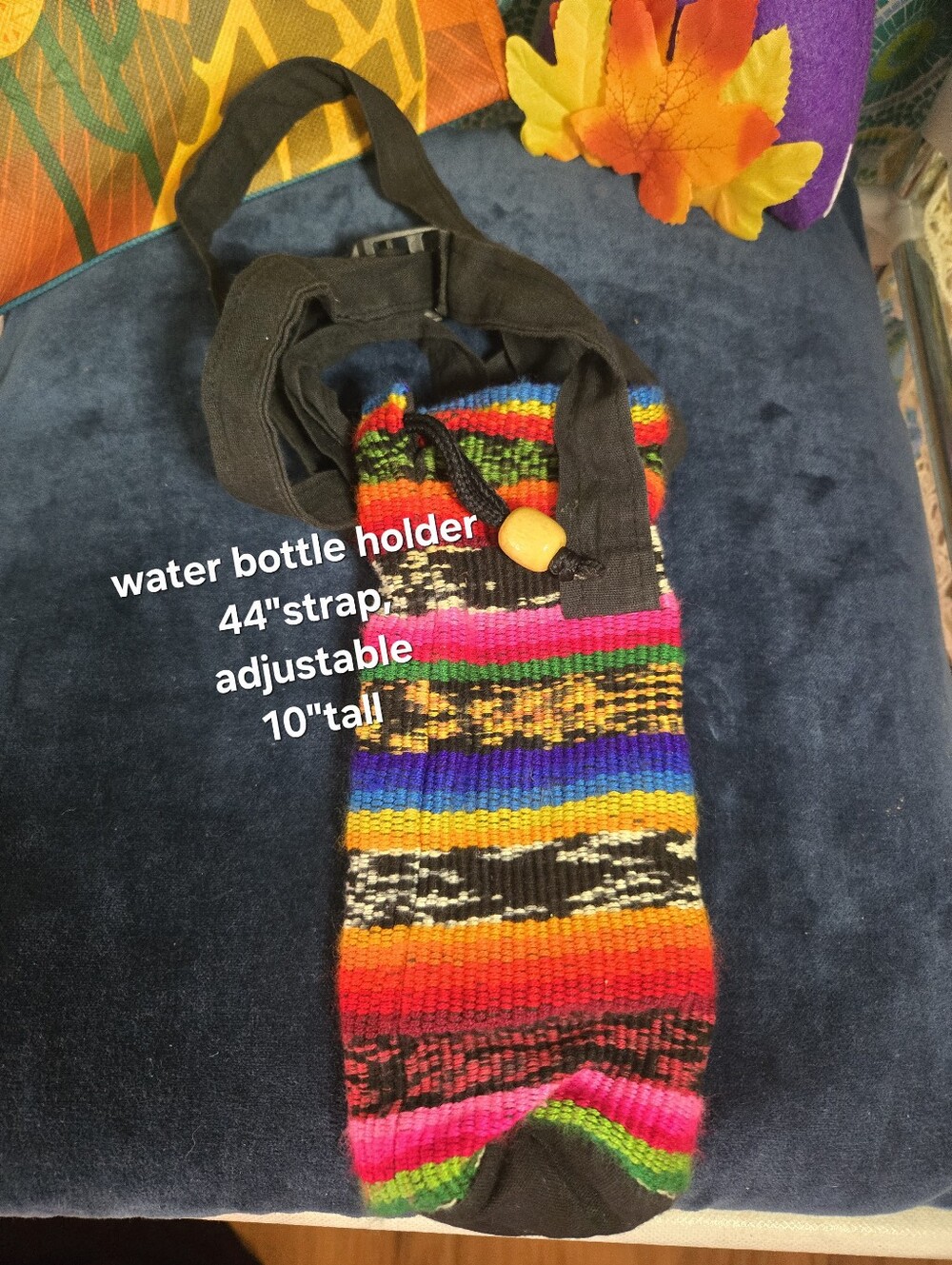 4/$15 Colorful Woven Boho Water Bottle Holder Crossbody Bag Festival Accessory - Picture 3 of 3
